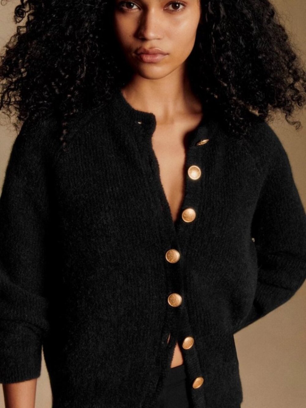 Sezane Othello Cardigan Black & Gold Size XS